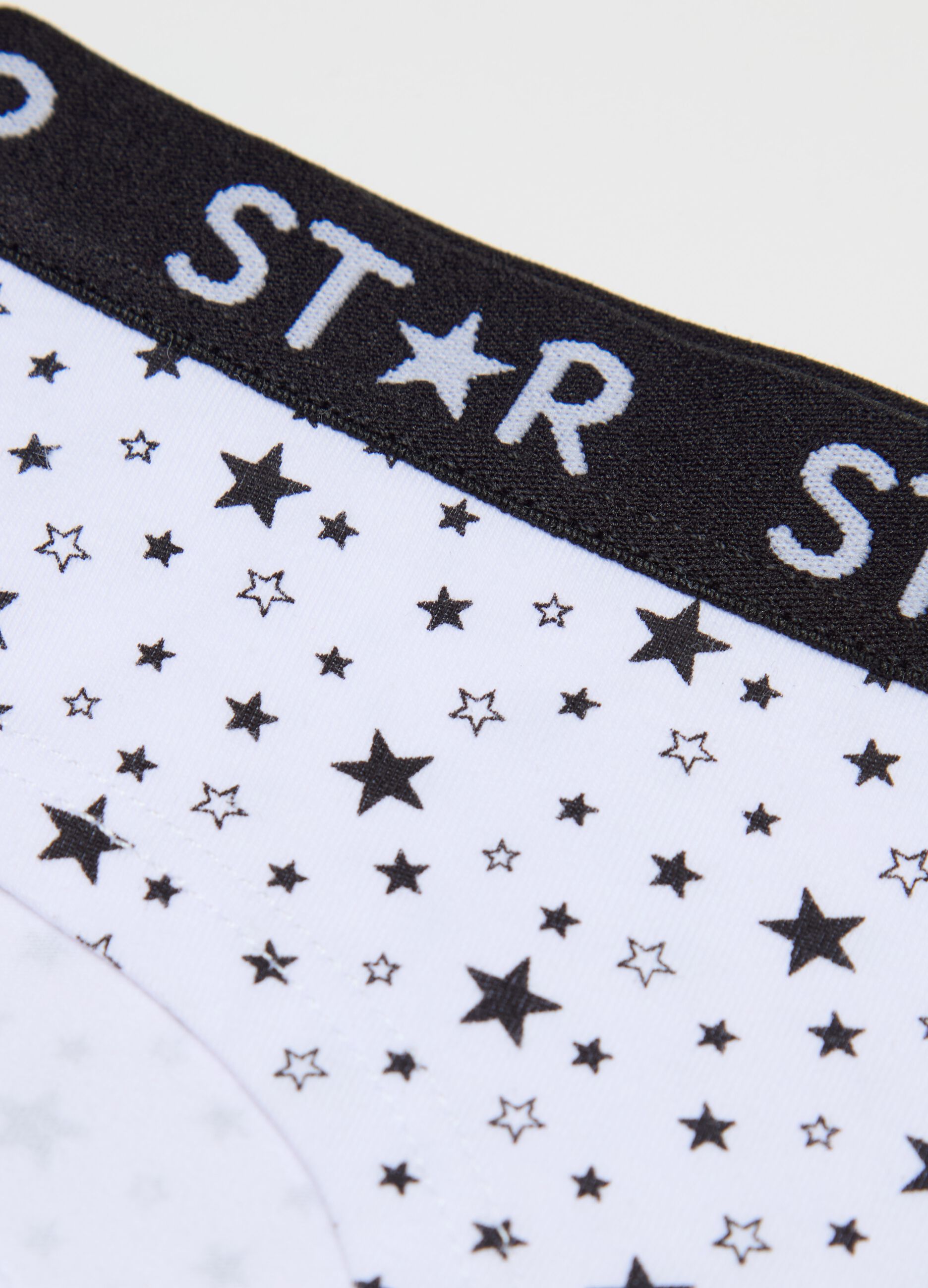 Stretch cotton knicker shorts with star print