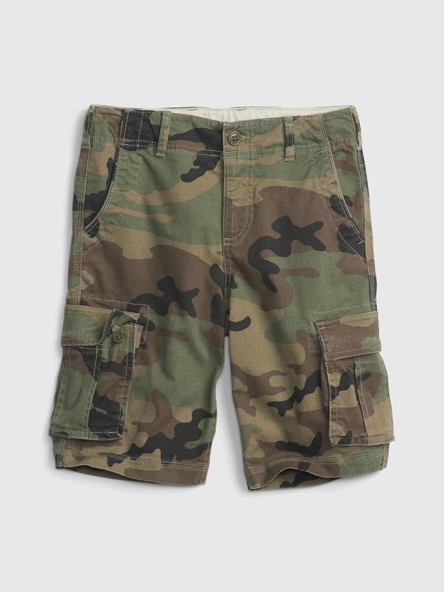 Cargo Bermuda shorts in camouflage stretch cotton_2