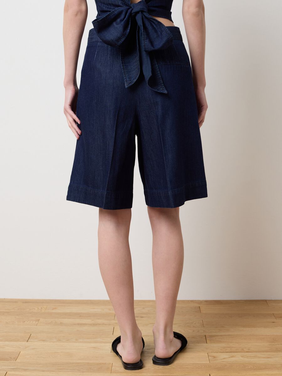 Women's Bermuda shorts in pure blue cotton regular fit_3