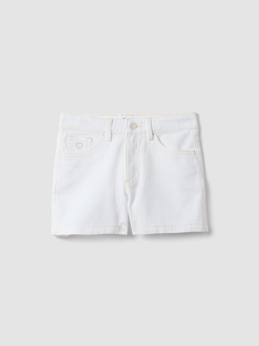 White pure cotton five-pocket shorts_0