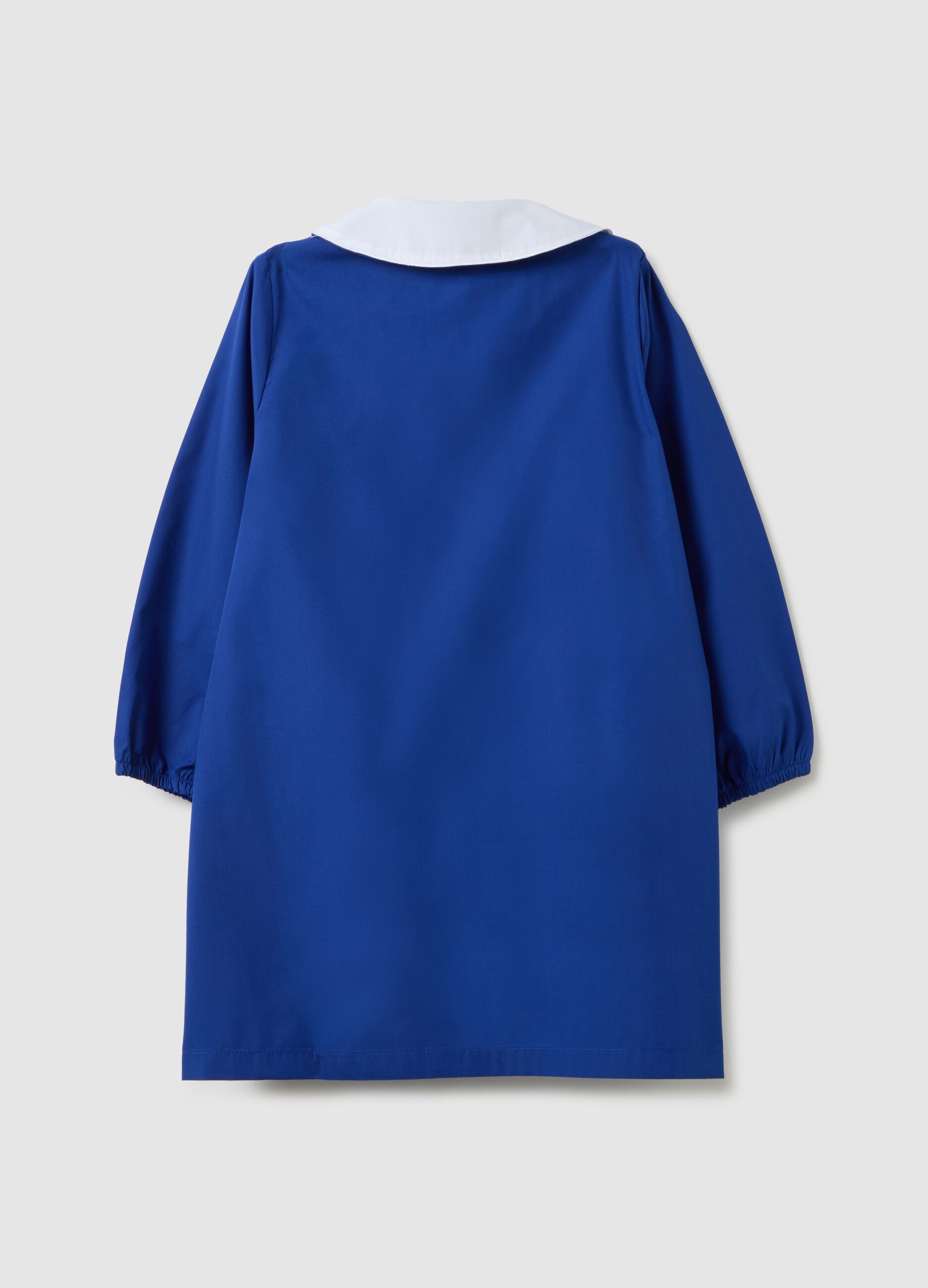 Grembiule scolastico da bambina in misto blu con colletto