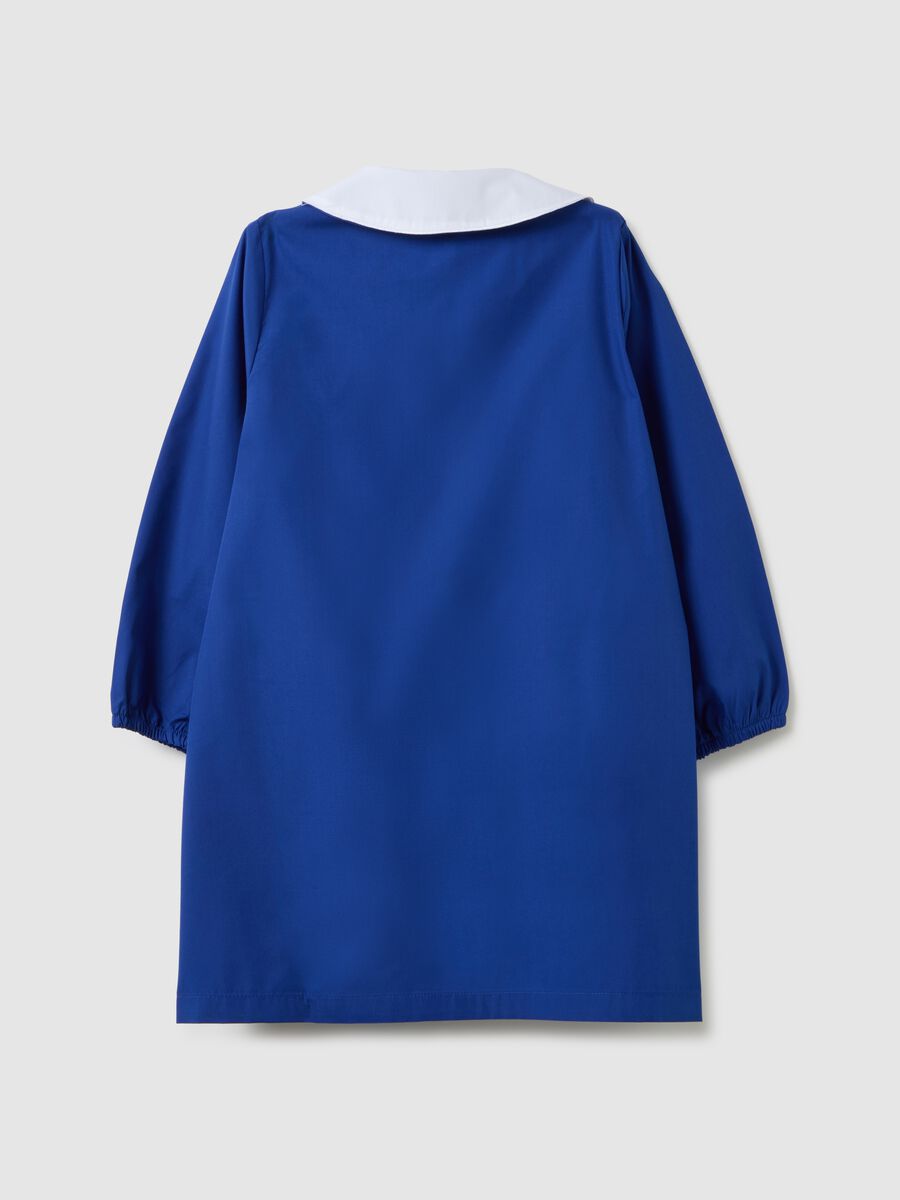 Grembiule scolastico da bambina in misto blu con colletto_1