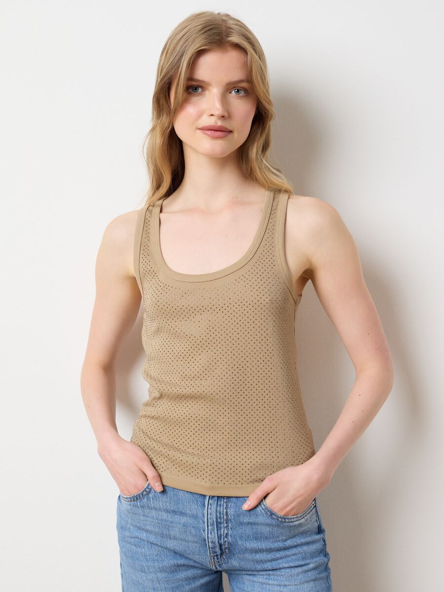 Women's Beige Blended Fitted Vest_1