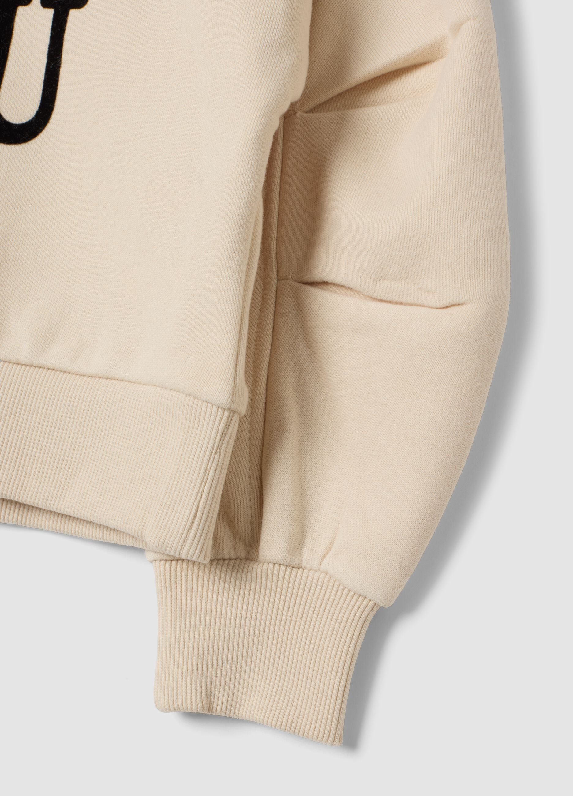 Sand cotton-blend crew-neck sweatshirt with heart print