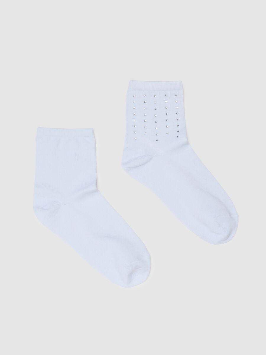 Set of white stretch fabric socks_0