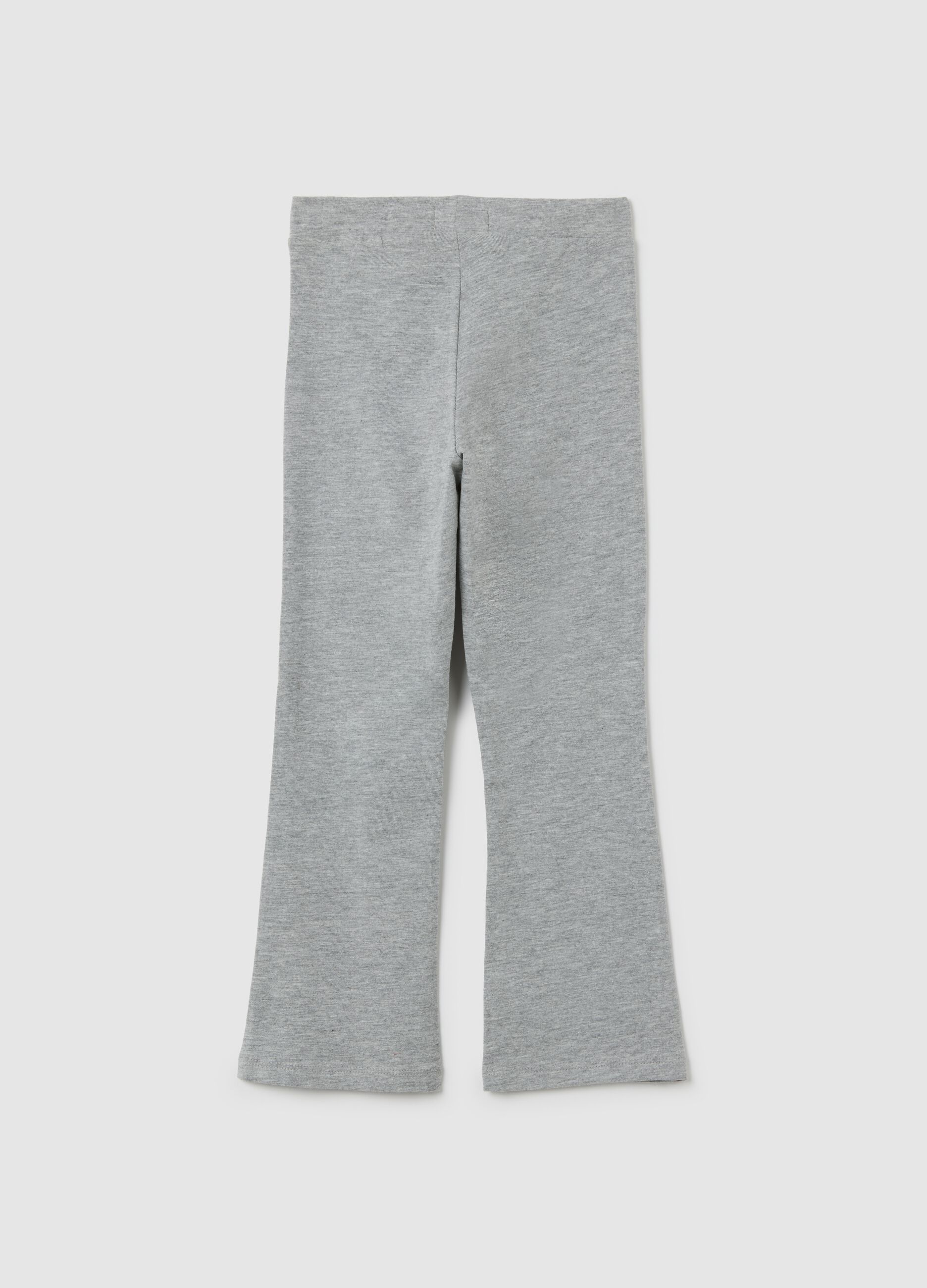 Girls' Grey Cotton Blend Flare Trousers