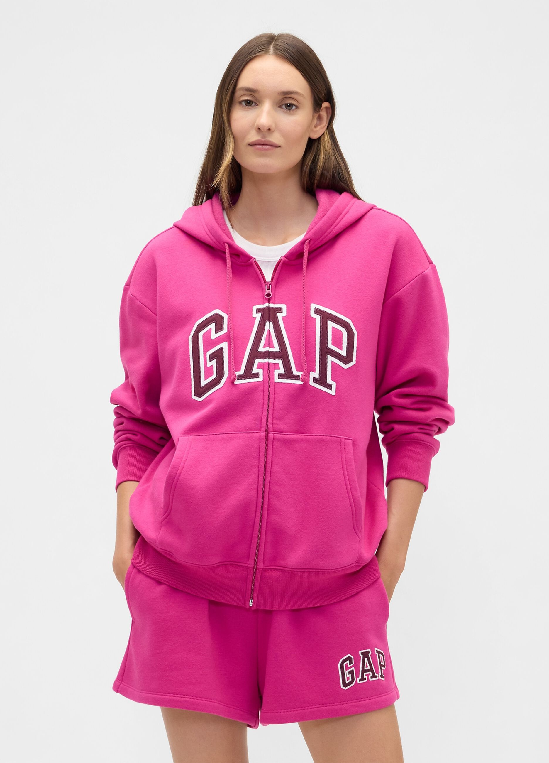 Pink Hoodie with Full Zip