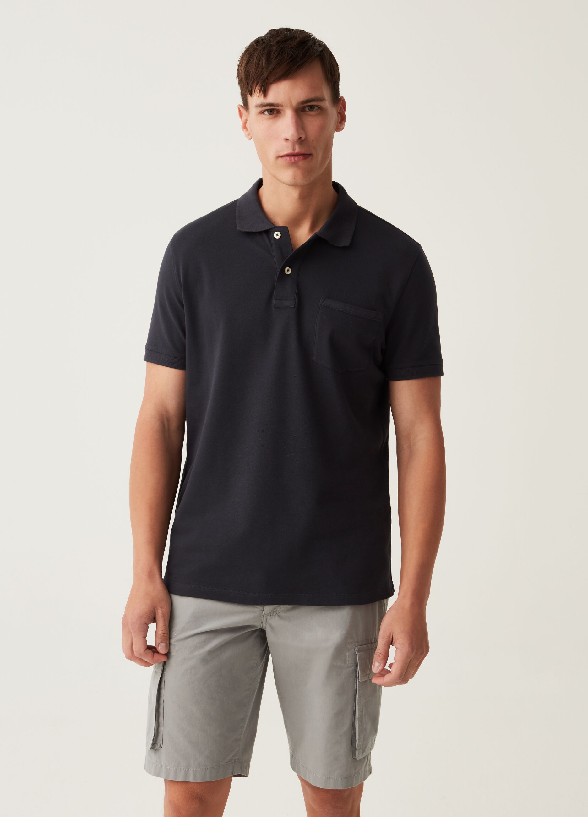 Bermuda cargo in cotone stretch stone washed_0