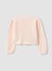 Fitted pink cotton cardigan for girls with eyelet design_1