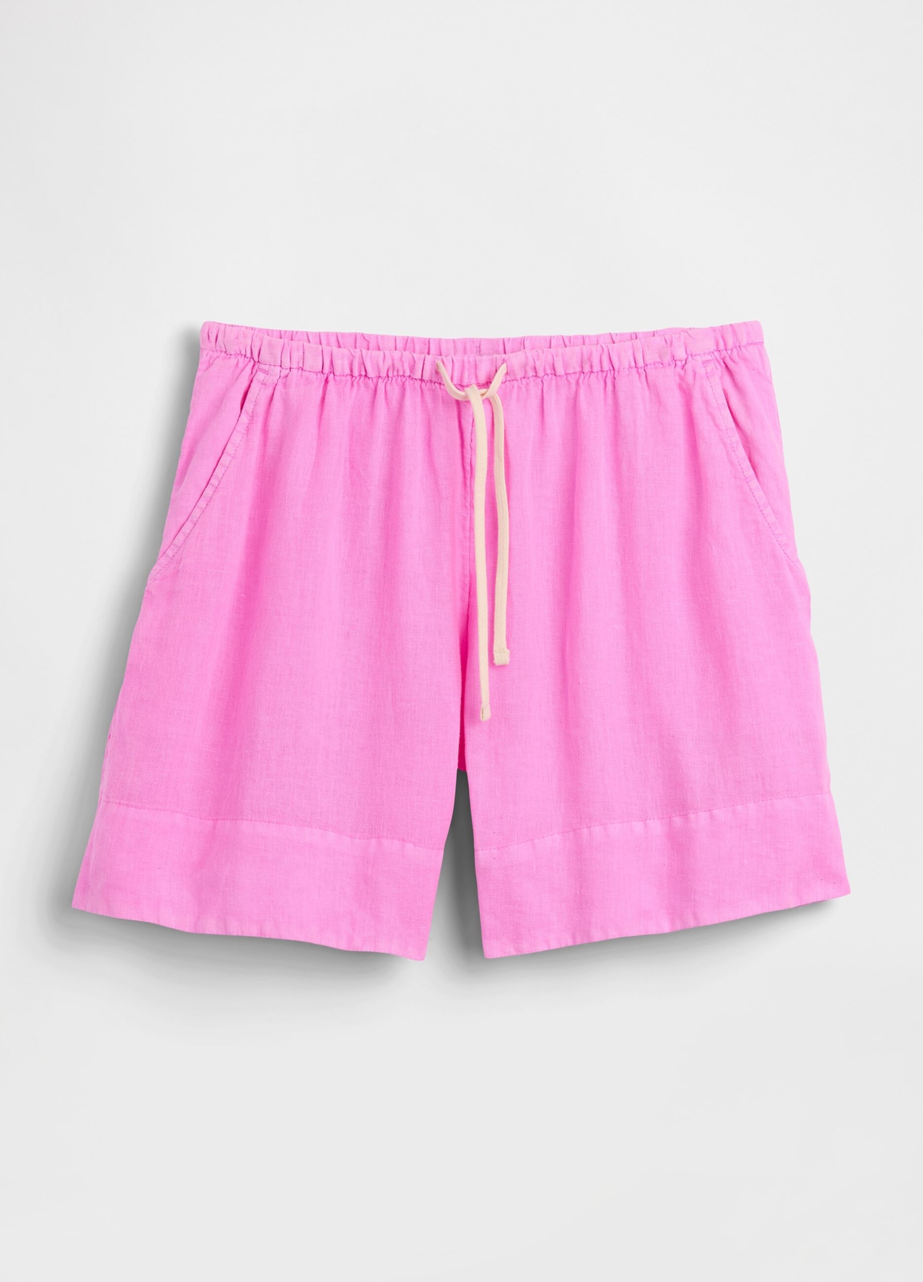 Pure linen shorts with elasticated waist