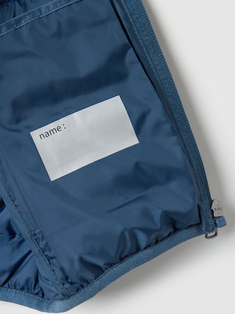 Blue padded children's gilet, regular fit, water repellent with zip_3