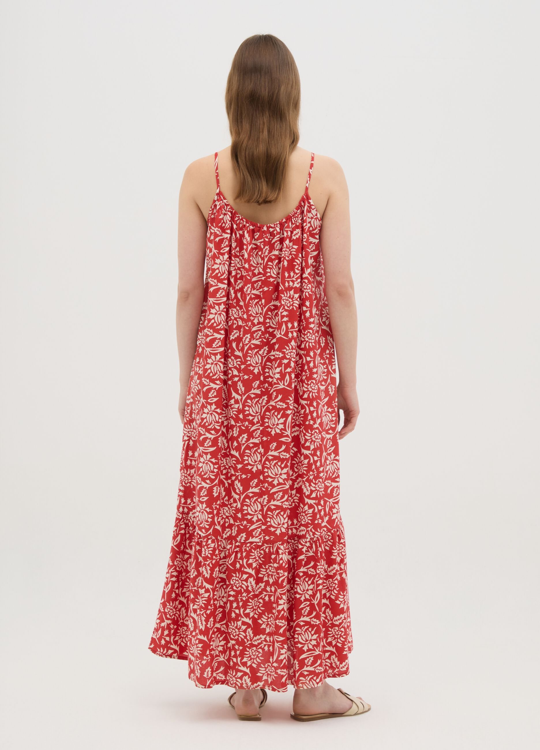 Women's long dress in multicoloured viscose wide fit