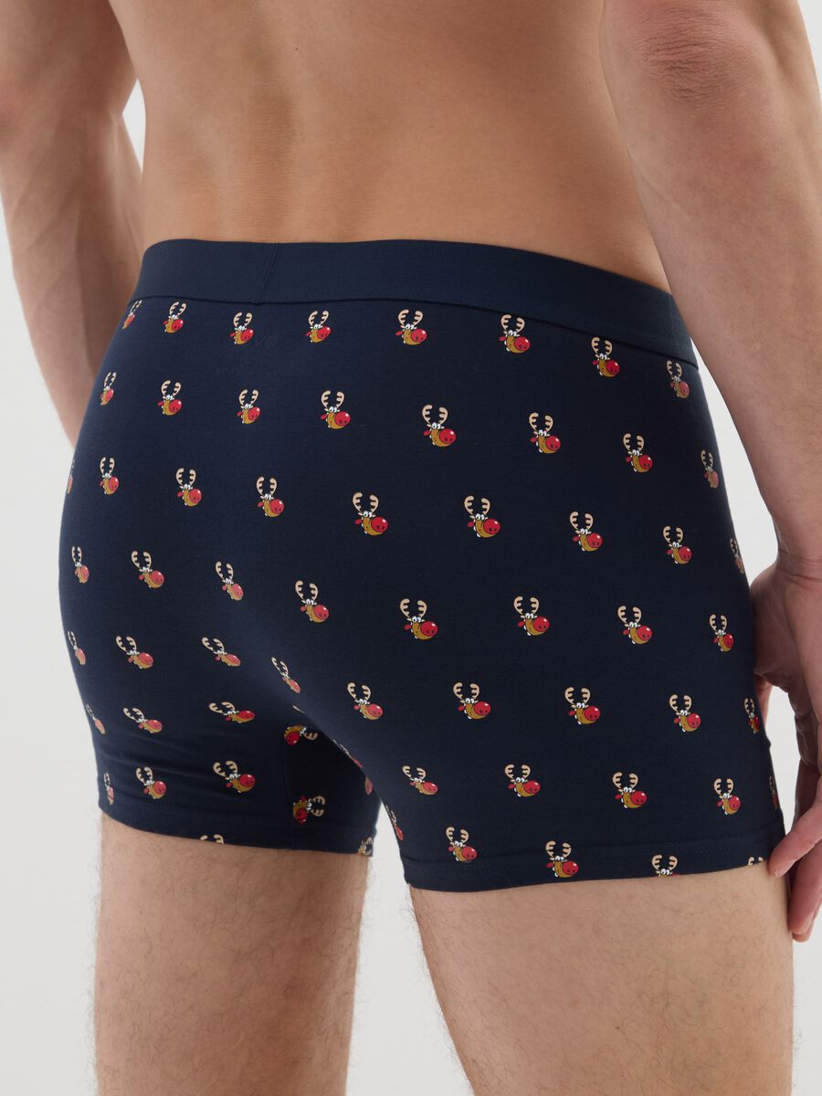 Christmas themed blue stretch cotton regular fit boxers_2
