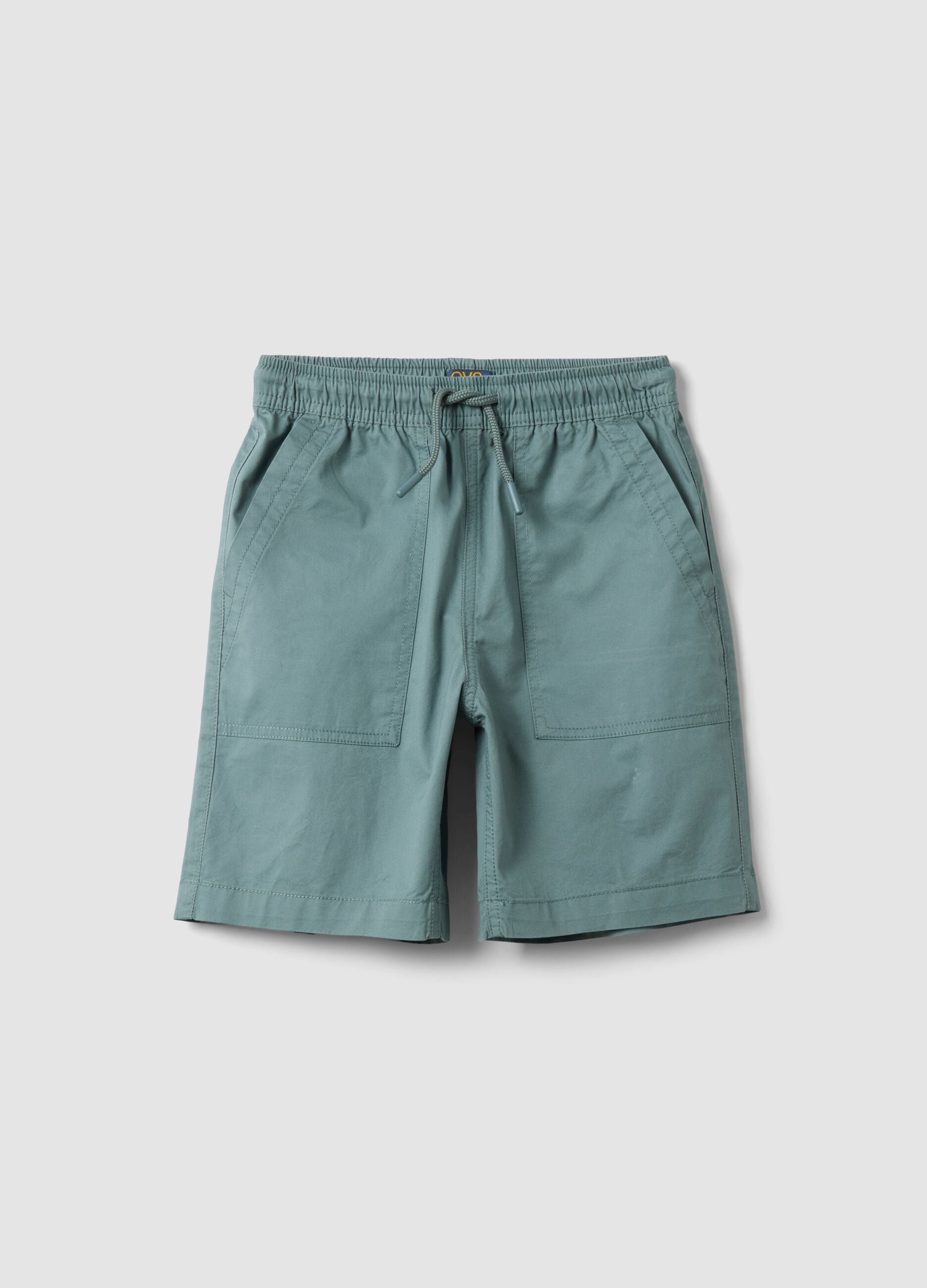 Light blue pure cotton shorts with elasticated waistband
