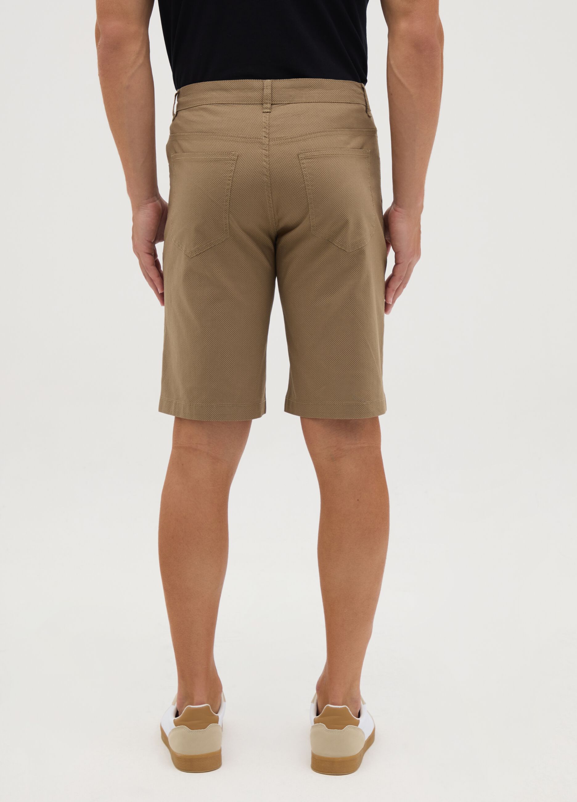 Men's stretch cotton brown regular fit shorts