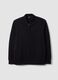 Navy full-zip sweatshirt in stretch piqu&eacute; with ribbed collar_0