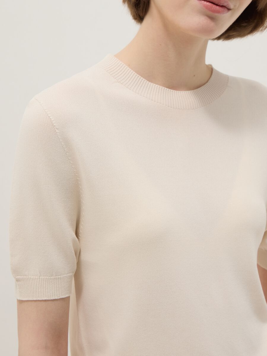 Beige Viscose Blend Regular Fit T-shirt_3