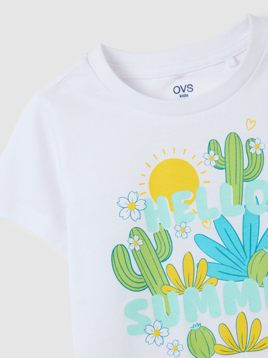 T-shirt da bambina in puro cotone bianca regular fit_2
