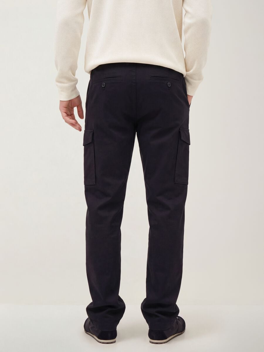 Pantaloni cargo neri in cotone elasticizzato slim fit_3