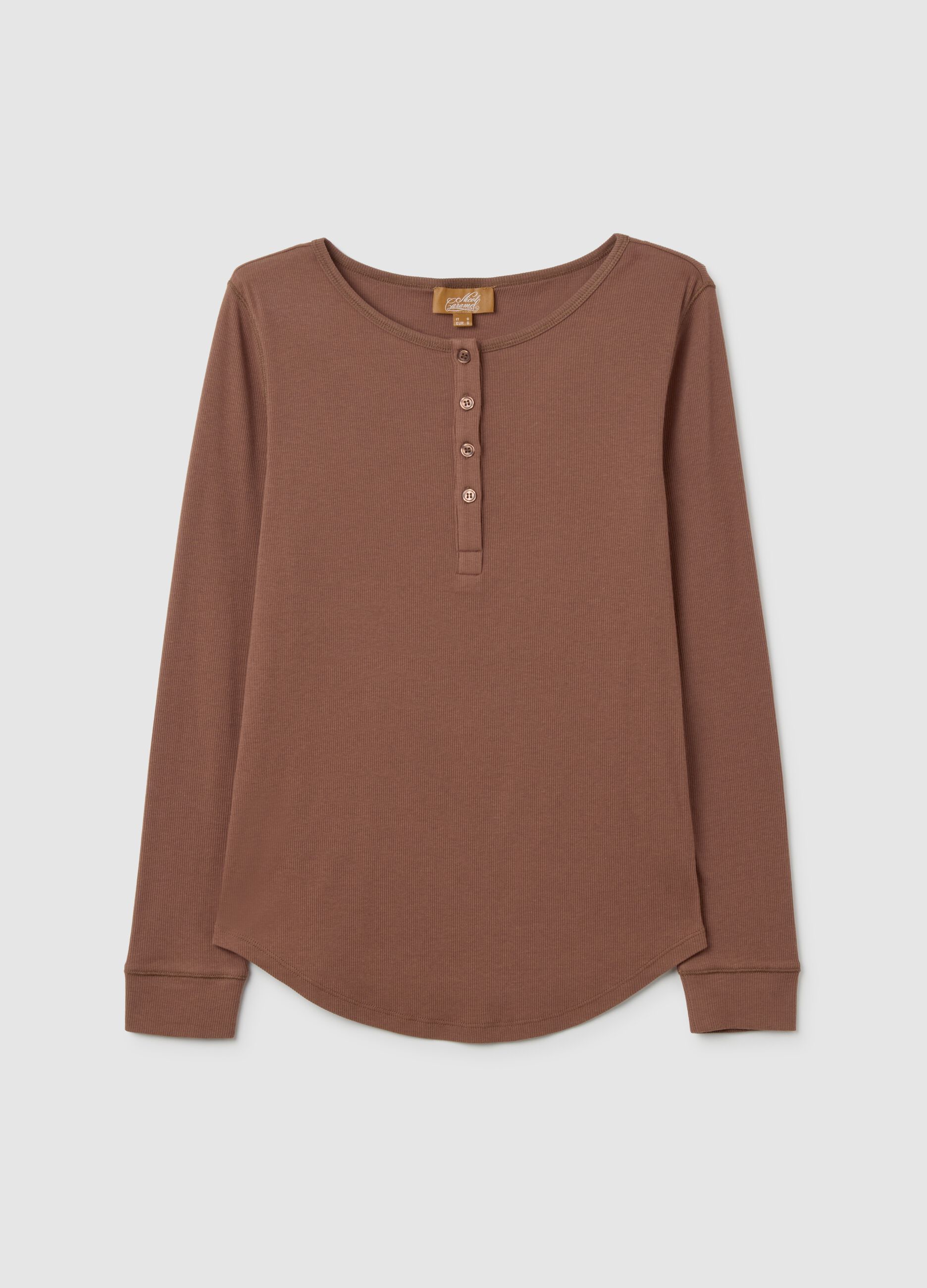 Brown Long Sleeve Stretch Maternity T-Shirt