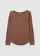 Brown Long Sleeve Stretch Maternity T-Shirt_4