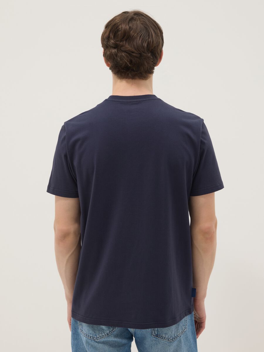 Blue short-sleeved pure cotton regular fit T-shirt_2