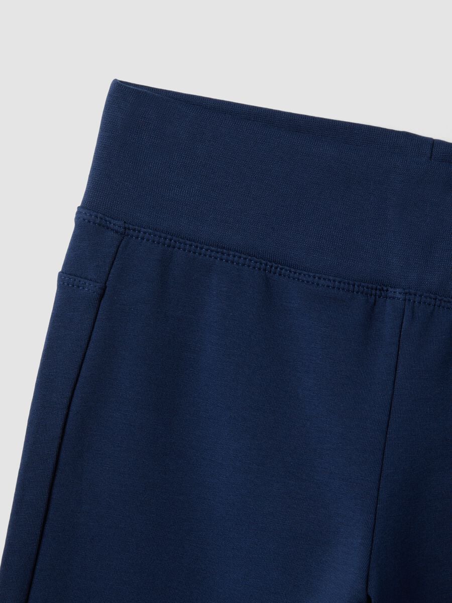 Pantaloni blu flare in cotone organico elasticizzato per ragazza_2
