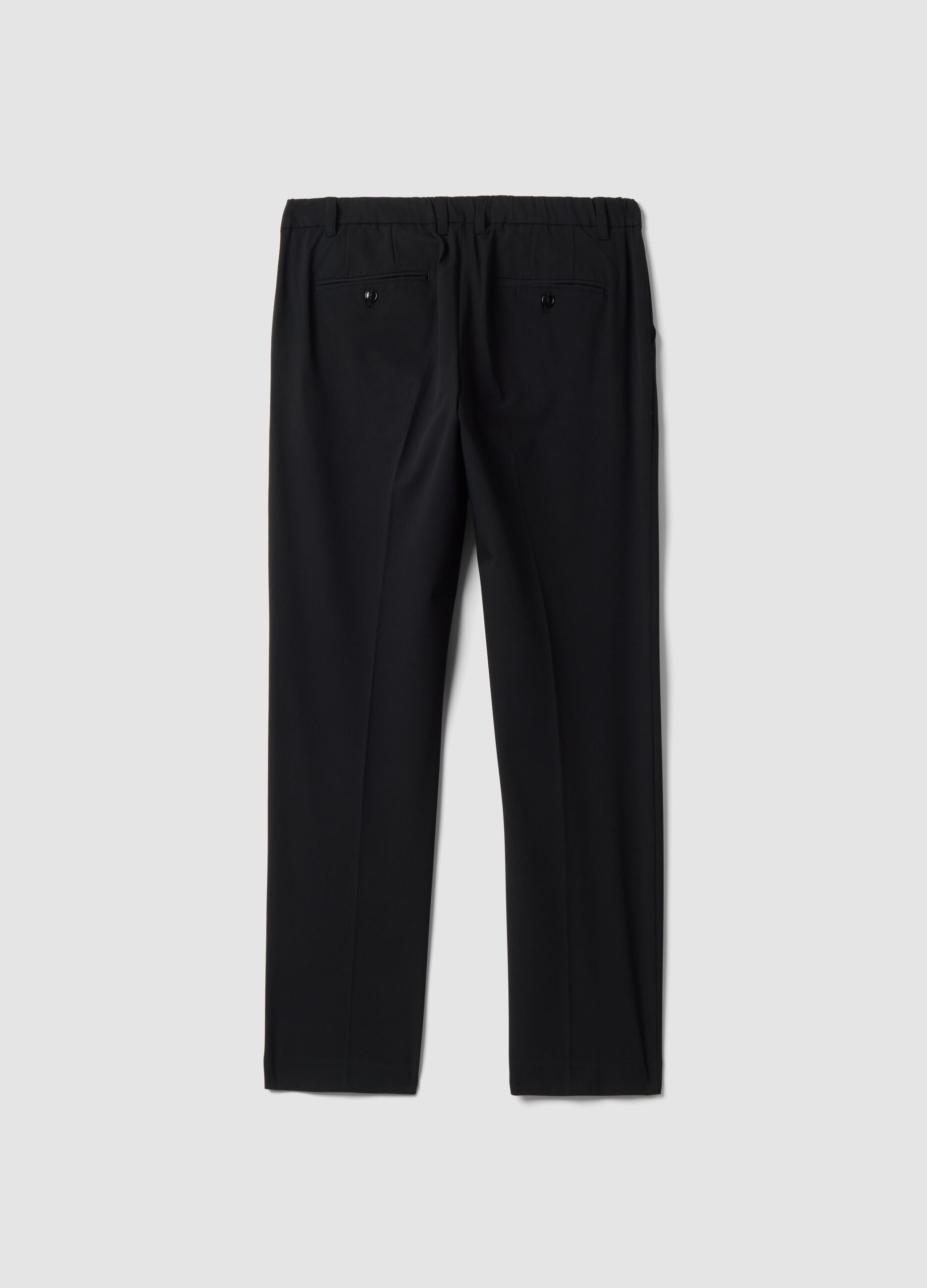 Black slim-fit stretch viscose twill chino trousers