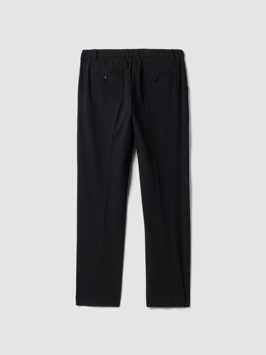 Pantaloni chino neri in twill di viscosa elasticizzata slim fit_2