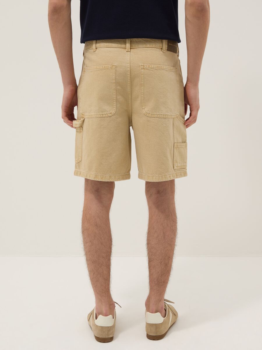 Beige pure cotton Bermuda shorts_2