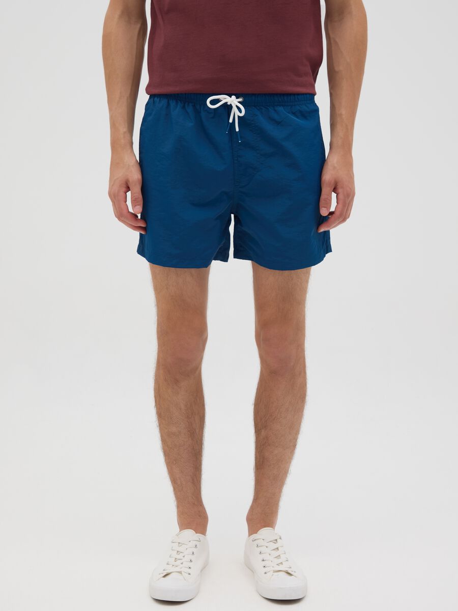 Blue beach boxers in mixed fabric_1