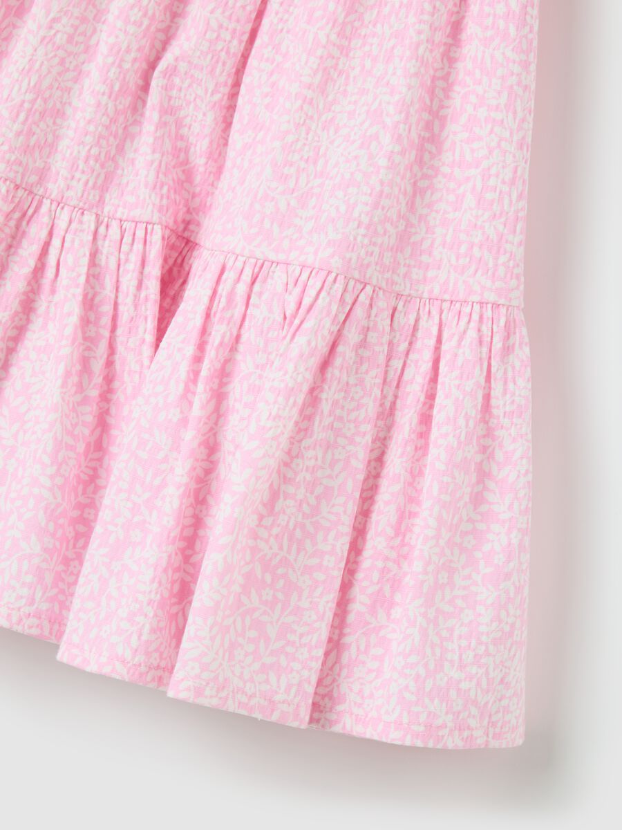 Pink regular fit cotton blend girl's dress_3