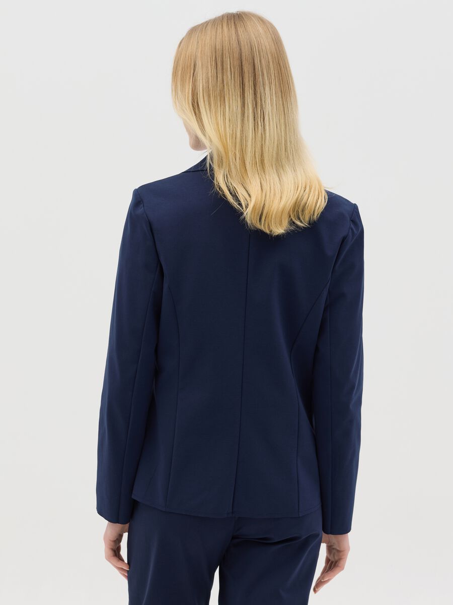 Blue stretch single-breasted blazer_3