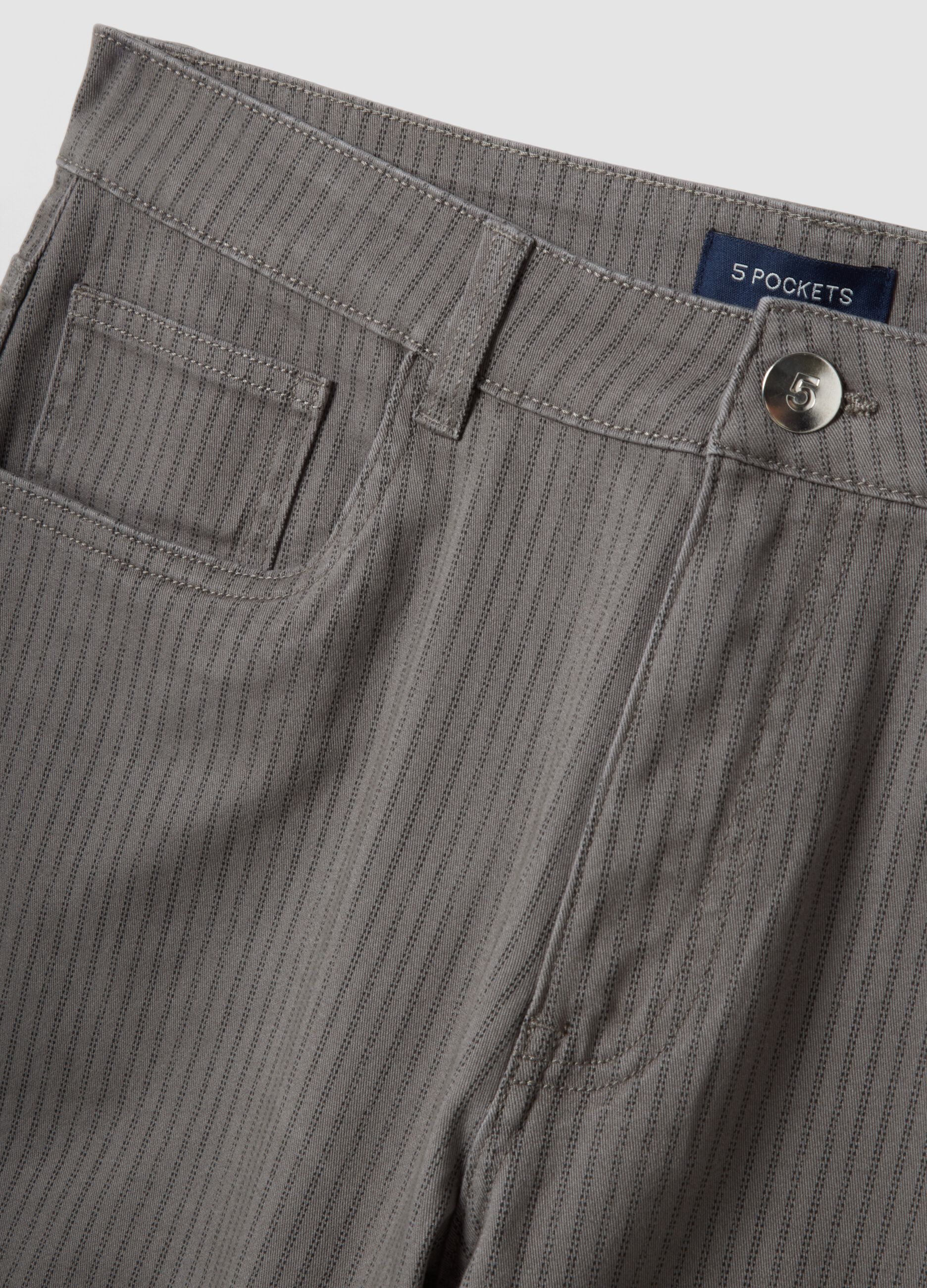 Grey striped stretch cotton Bermuda shorts