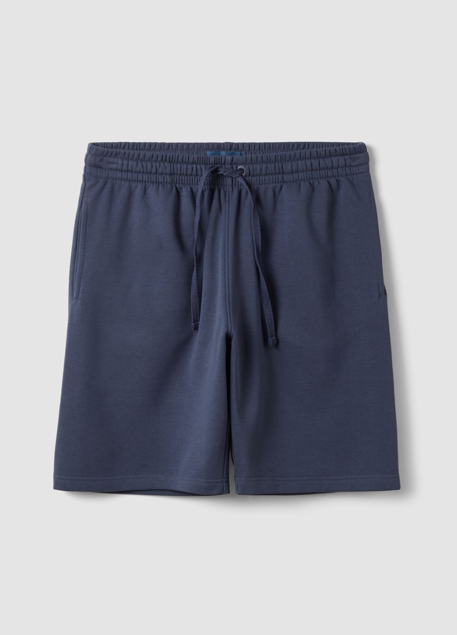 Grey cotton-blend shorts with elasticated waist, regular fit