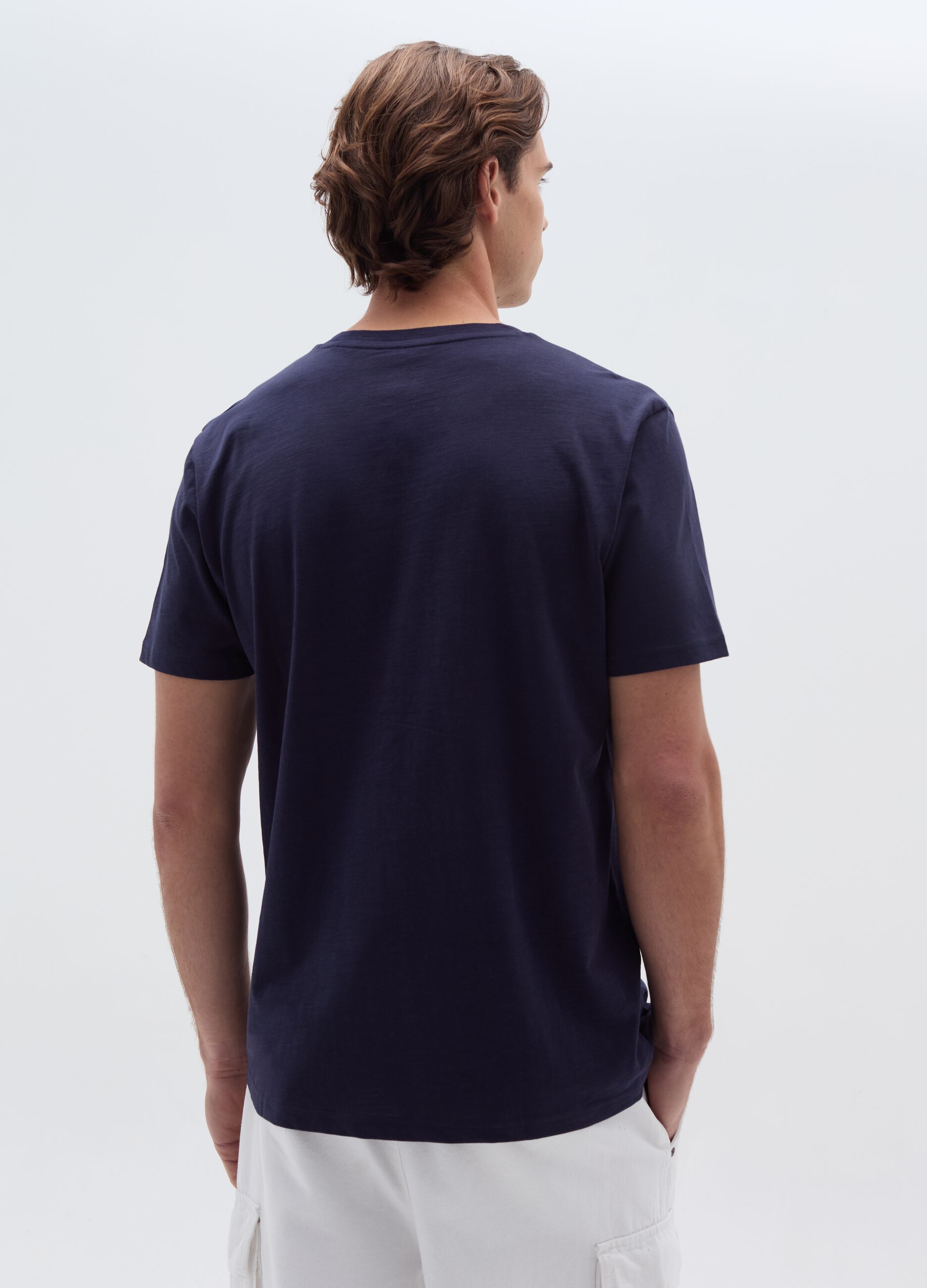 Cotton T-shirt with surf motif print