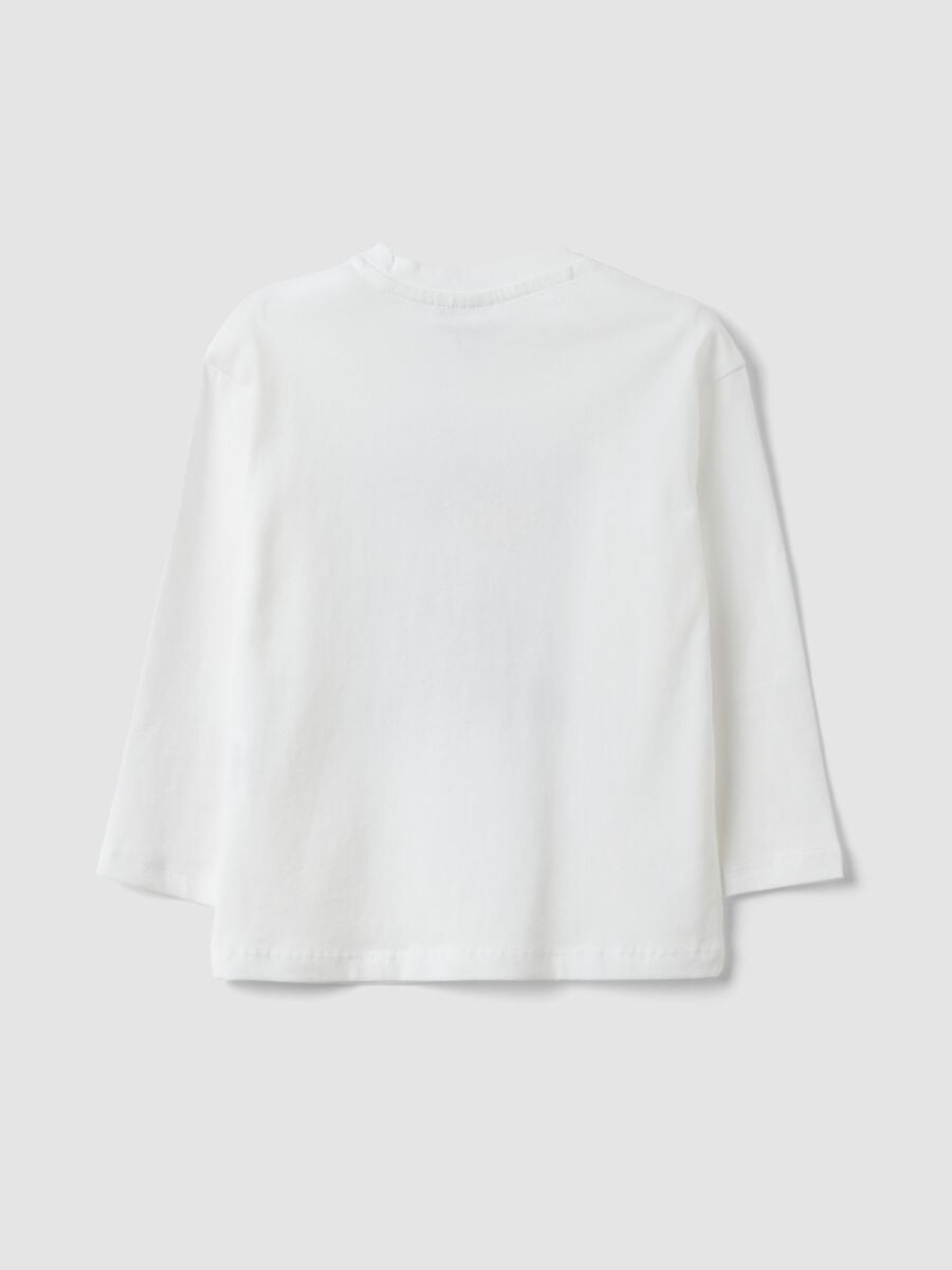 White oversized T-shirt in pure organic cotton with tiger print for boys_1
