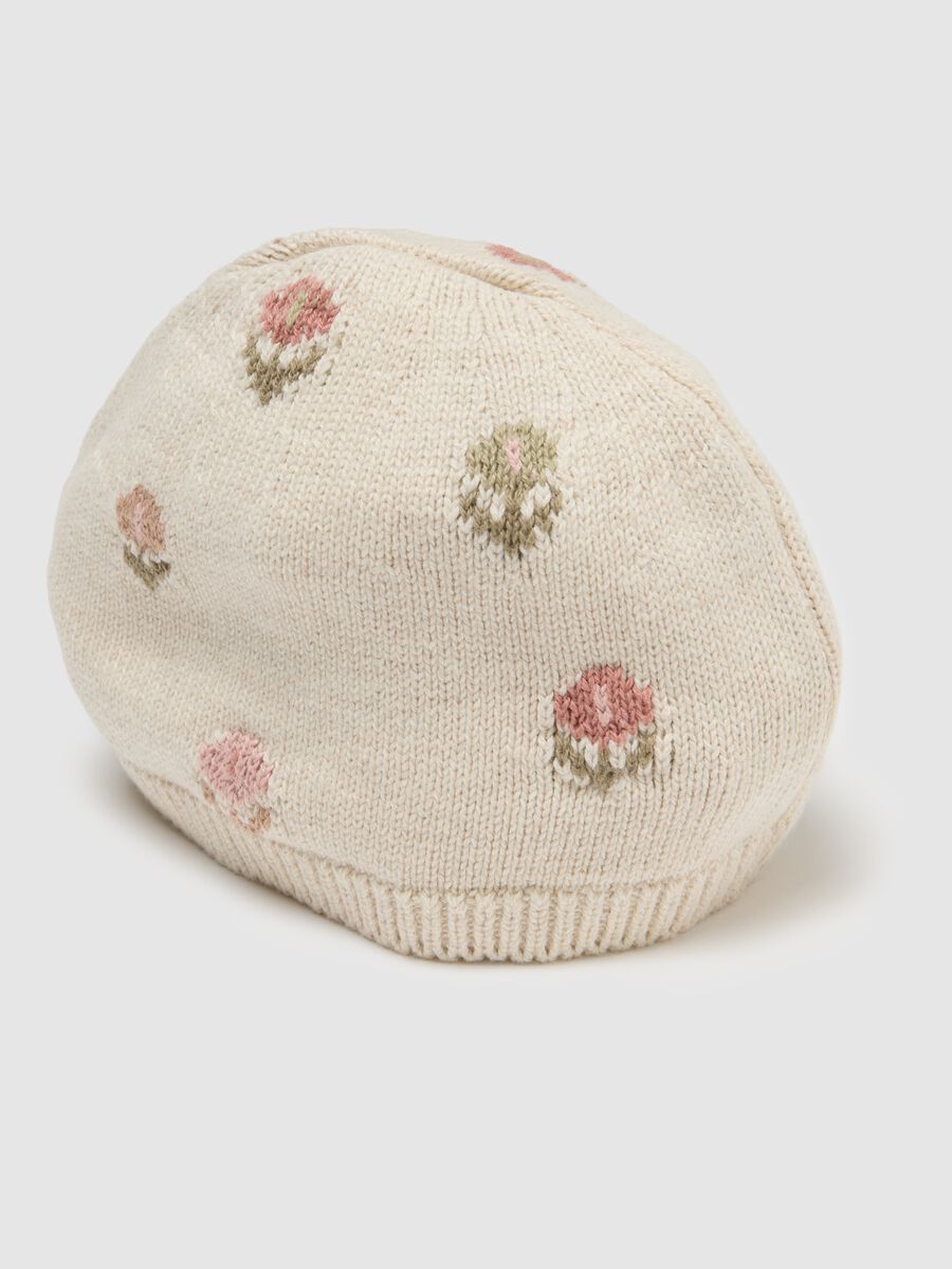 Baby Girl Hat in Pure Beige Cotton_2