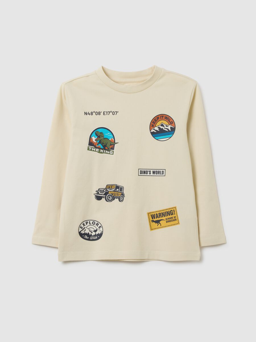 Maglia da bambino in cotone elasticizzato beige regular fit_0