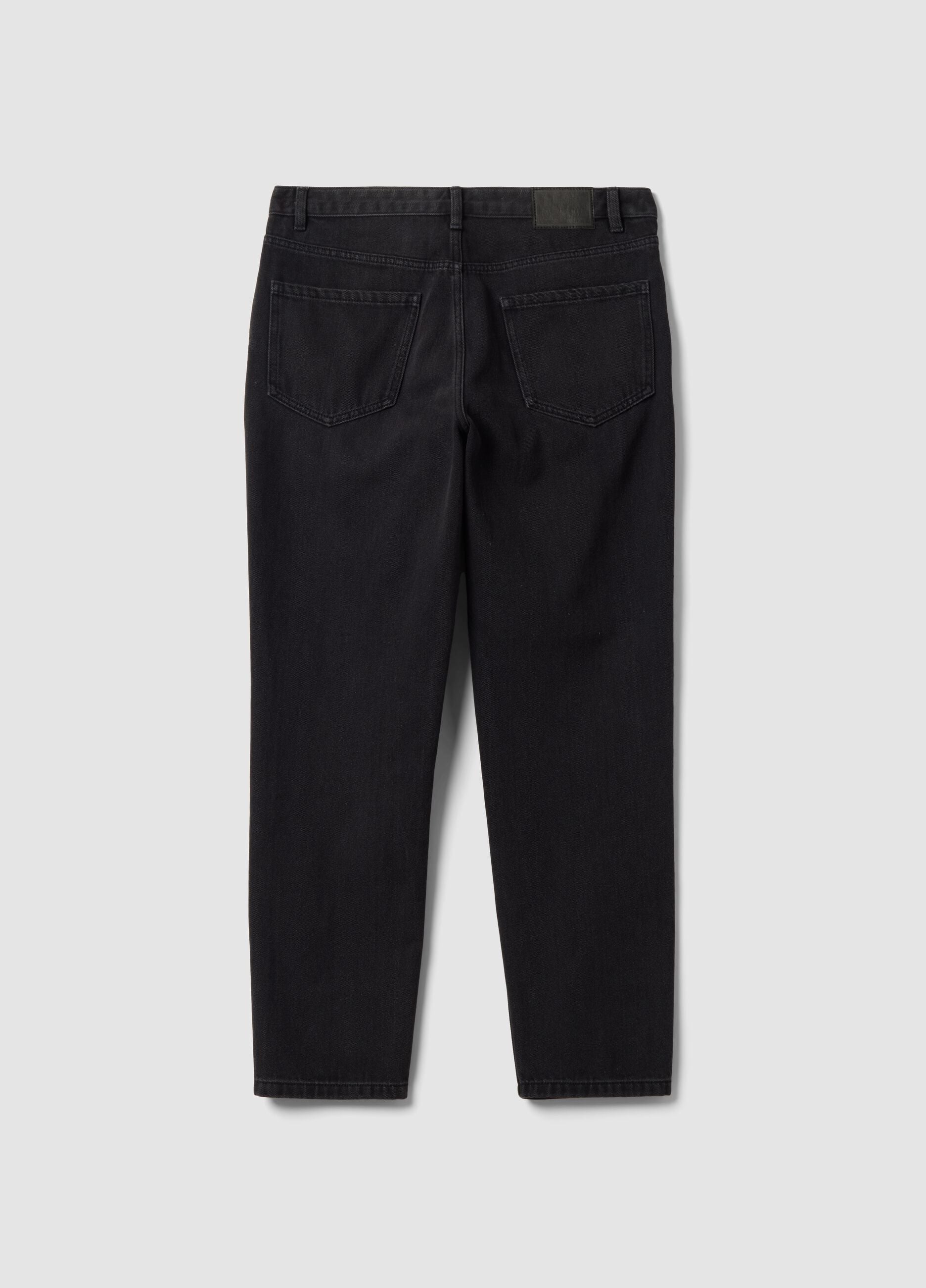 Black regular tapered jeans in a cotton, lyocell and viscose blend