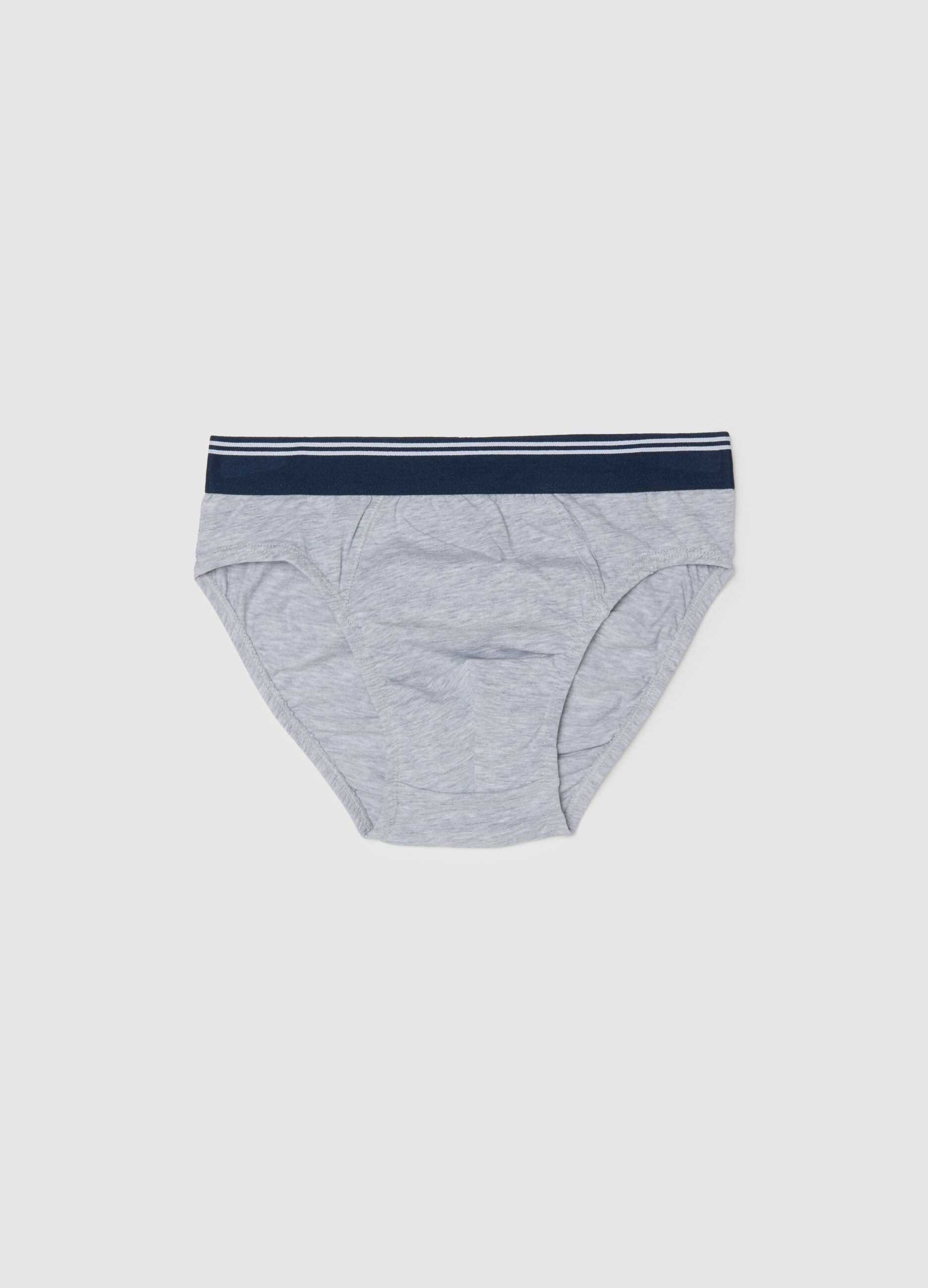 Boys' Grey Stretch Cotton Regular Fit Briefs