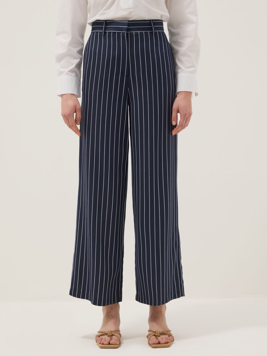 Multicolour Striped Viscose-Blend Oversize Fit Trousers_1