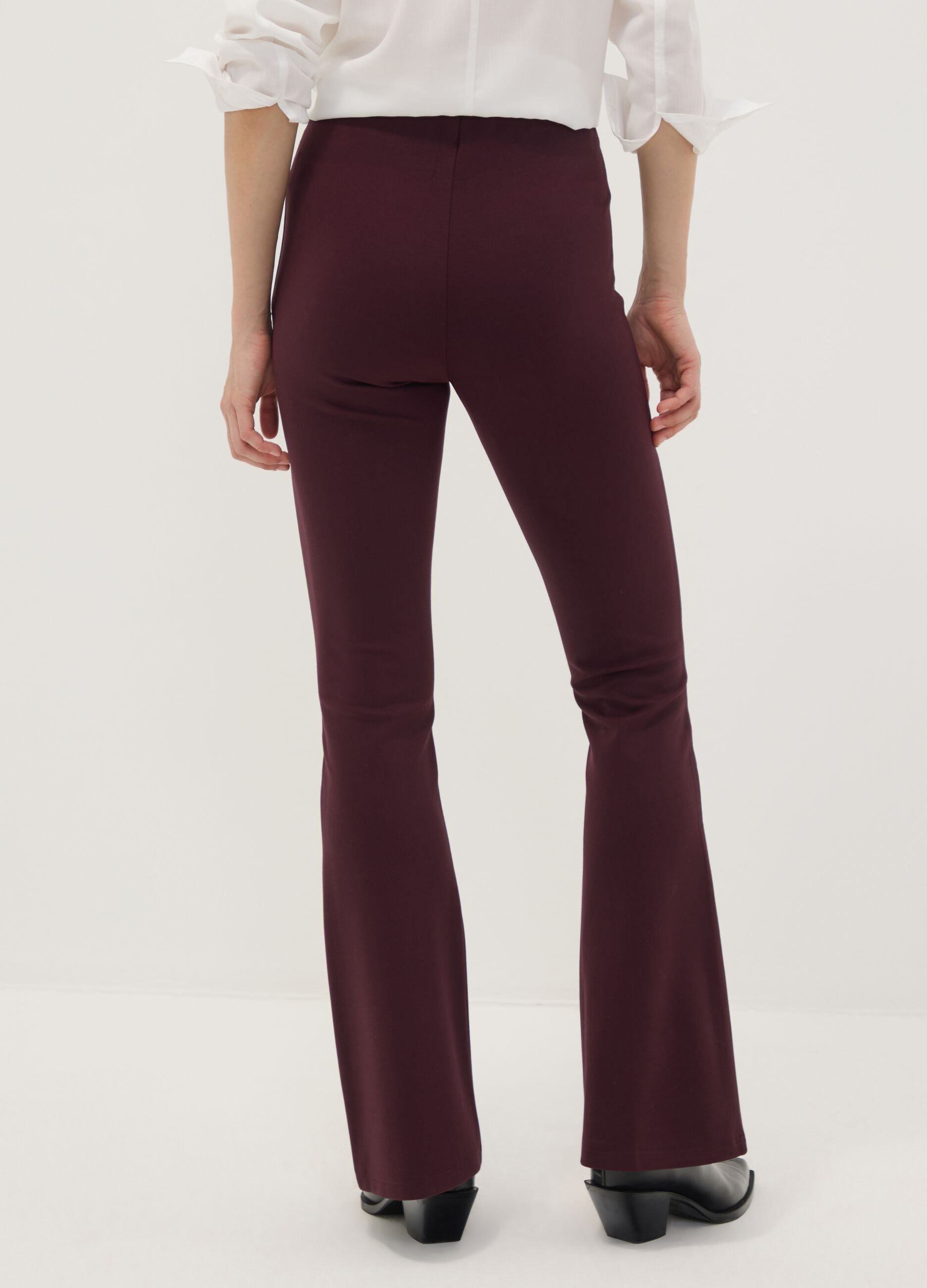 Leggings rossi flare fit in punto Milano di viscosa elasticizzata