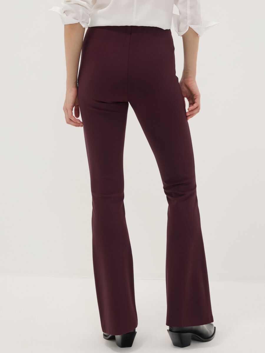 Leggings rossi flare fit in punto Milano di viscosa elasticizzata_2
