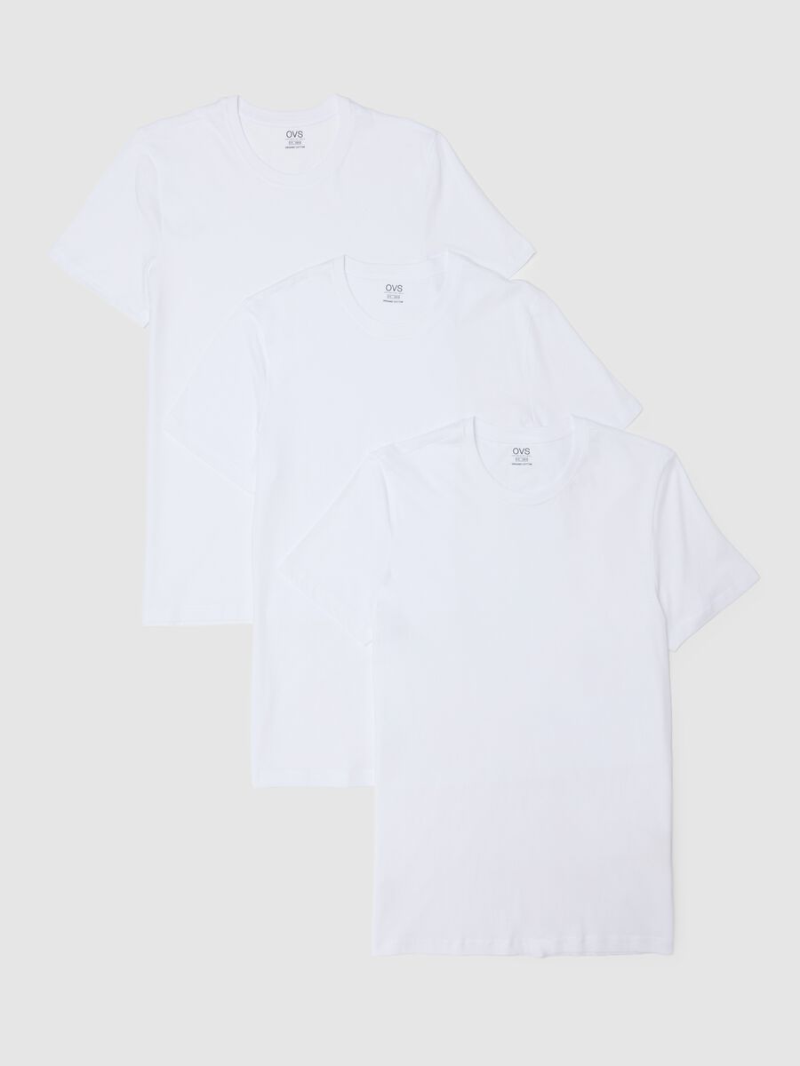 Tripack white crew neck T-shirts in pure cotton regular fit_4
