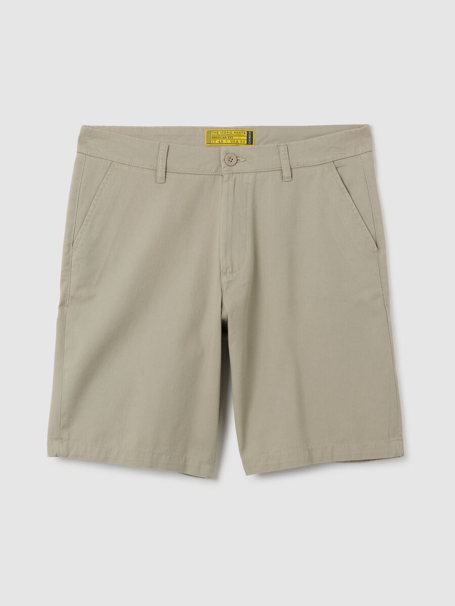 Men's beige regular fit pure cotton shorts_4