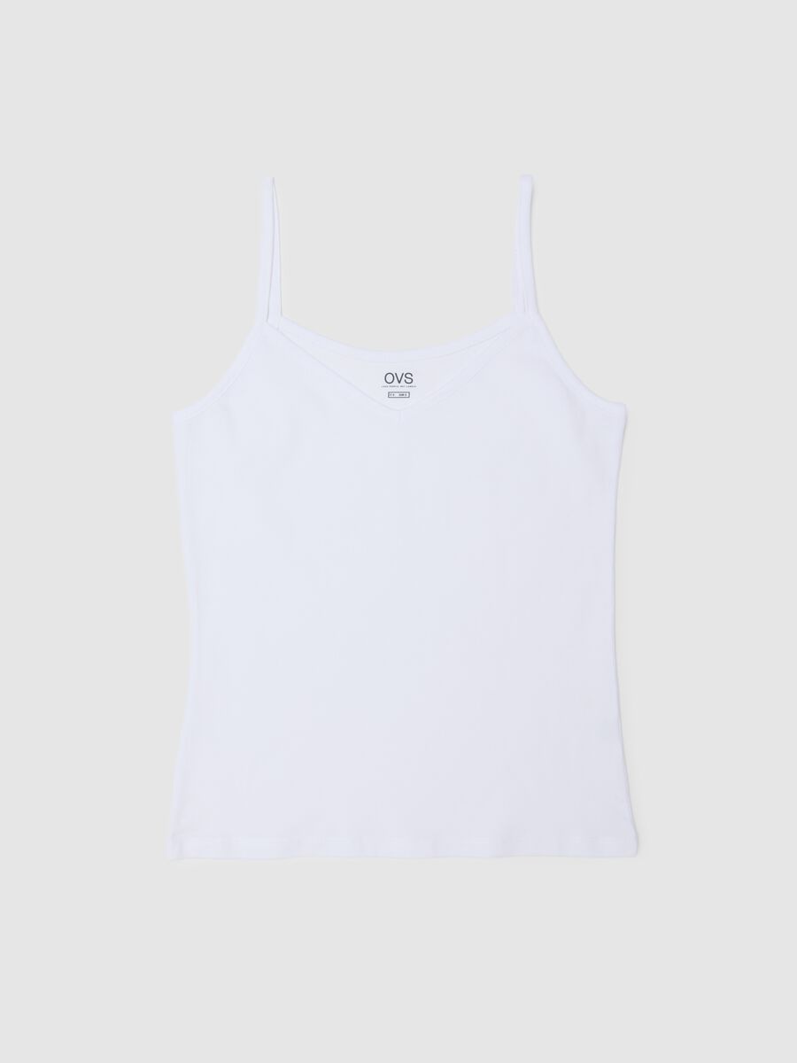 Canottiera in cotone elasticizzato bianca regular fit deep V_4
