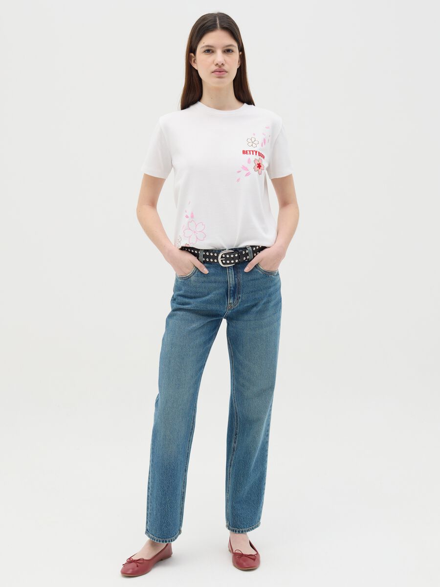 White T-shirt in cotton with Betty Boop print_1