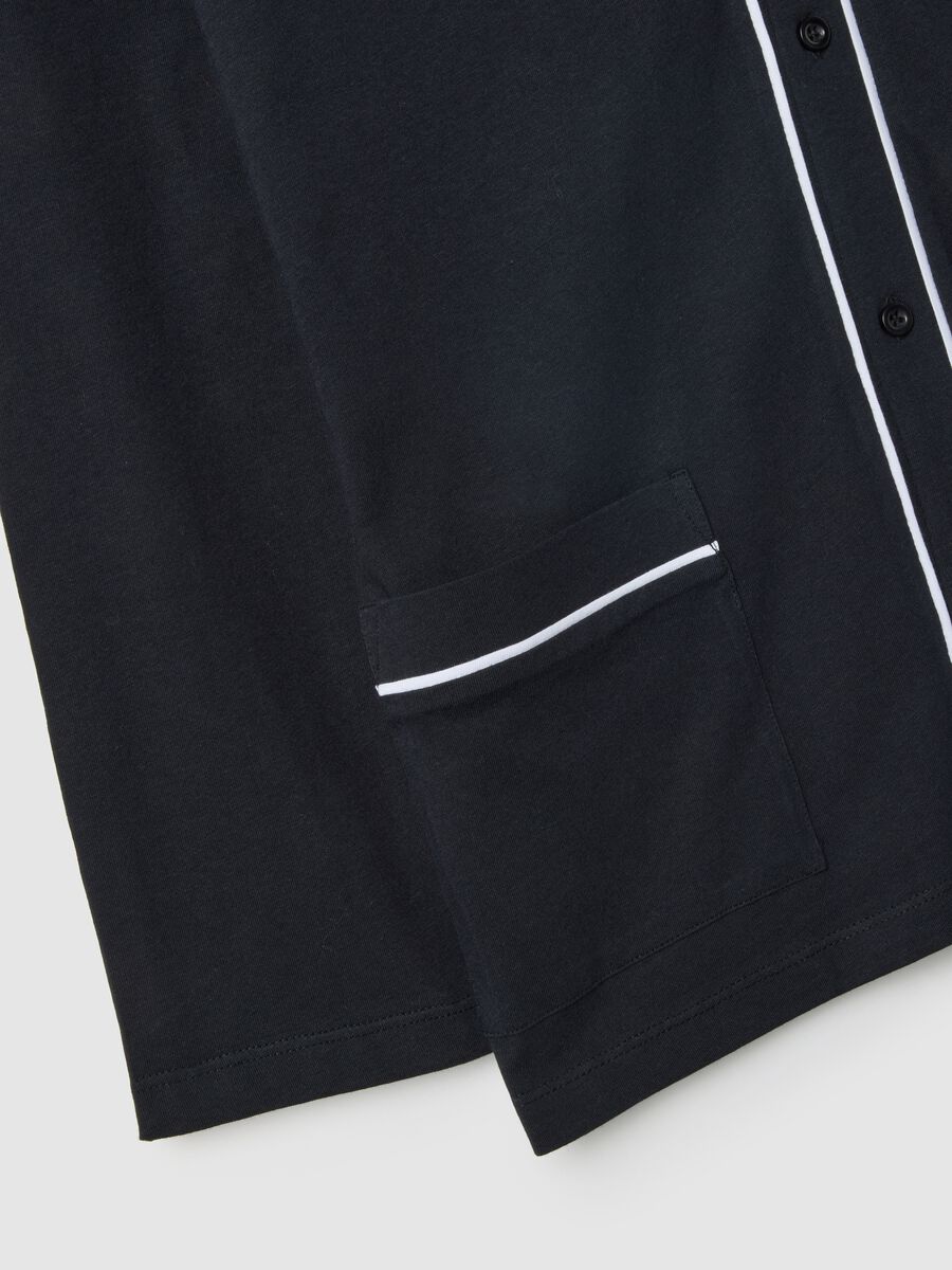 Regular fit black pure cotton pyjamas with contrasting details_5