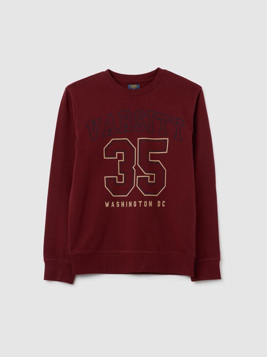 Felpa da ragazzo in puro cotone rosso regular fit_0